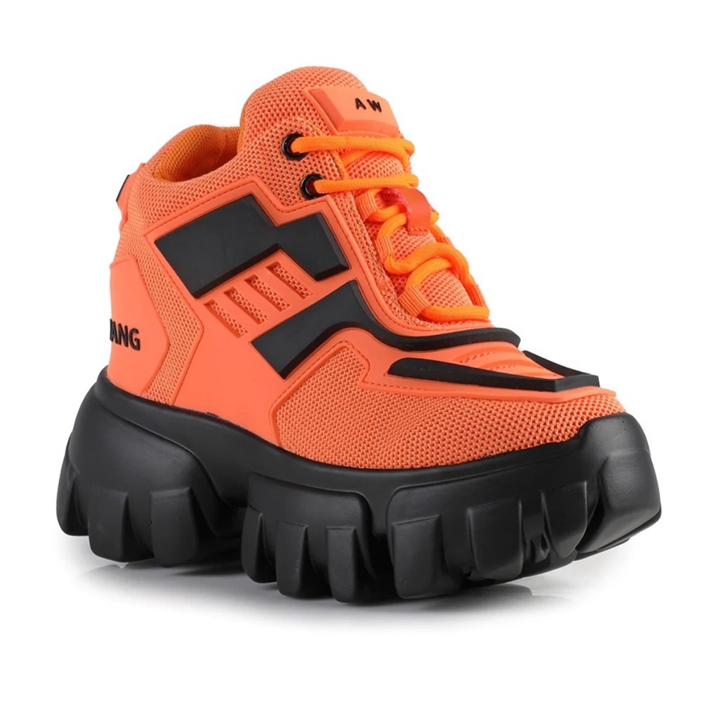 NEW AW Women's Orange and Black Chunky Sneakers